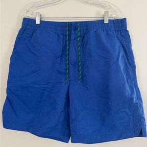 Alex Mill Royal Blue Men’s L 6” Nylon Flat Front Shorts Elastic Waist Drawstring